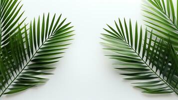 Tropical frame with green palm leaves Design on background, Copy space, Summer background, AI Generative photo