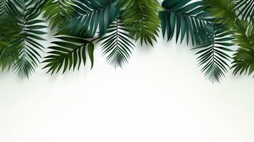 Tropical frame with green palm leaves Design on background, Copy space, Summer background, AI Generative photo