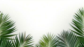 Tropical frame with green palm leaves Design on background, Copy space, Summer background, AI Generative photo