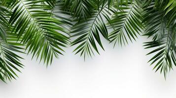 Tropical frame with green palm leaves Design on background, Copy space, Summer background, AI Generative photo