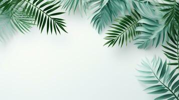 Tropical frame with green palm leaves Design on background, Copy space, Summer background, AI Generative photo
