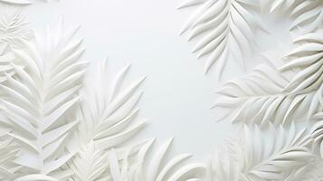 Tropical frame with palm leaves Design on background, Copy space, Summer background, AI Generative photo