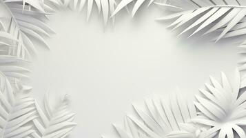 Tropical frame with palm leaves Design on background, Copy space, Summer background, AI Generative photo