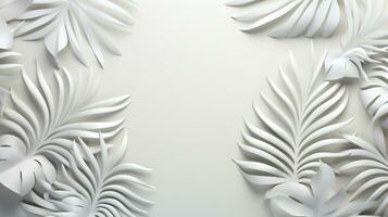 Tropical frame with palm leaves Design on background, Copy space, Summer background, AI Generative photo