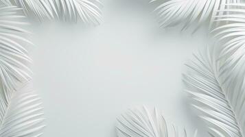 Tropical frame with palm leaves Design on background, Copy space, Summer background, AI Generative photo