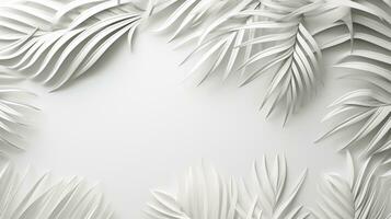 Tropical frame with palm leaves Design on background, Copy space, Summer background, AI Generative photo
