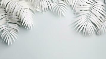 Tropical frame with palm leaves Design on background, Copy space, Summer background, AI Generative photo