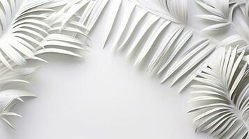 Tropical frame with palm leaves Design on background, Copy space, Summer background, AI Generative photo