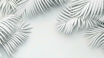 Tropical frame with palm leaves Design on background, Copy space, Summer background, AI Generative photo