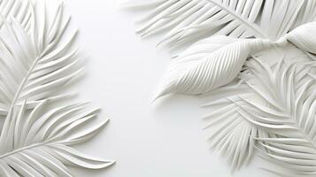 Tropical frame with palm leaves Design on background, Copy space, Summer background, AI Generative photo