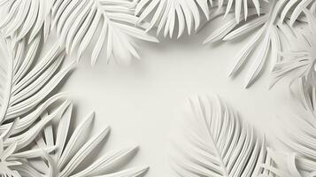 Tropical frame with palm leaves Design on background, Copy space, Summer background, AI Generative photo