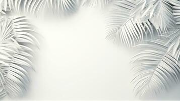 Tropical frame with palm leaves Design on background, Copy space, Summer background, AI Generative photo