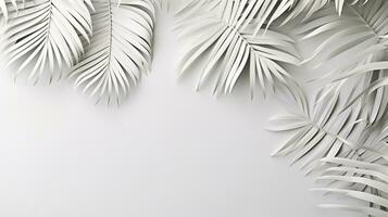 Tropical frame with palm leaves Design on background, Copy space, Summer background, AI Generative photo