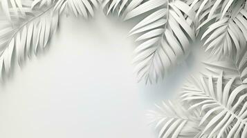Tropical frame with palm leaves Design on background, Copy space, Summer background, AI Generative photo