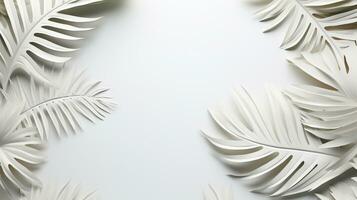 Tropical frame with palm leaves Design on background, Copy space, Summer background, AI Generative photo