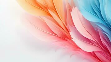 Pastel colorful feather on background, abstract papercut design, AI Generative photo