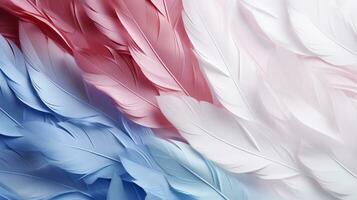 Pastel colorful feather on background, abstract papercut design, AI Generative photo