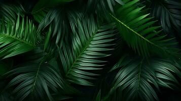 Tropical green palm leaves Design on background, Summer background, AI Generative photo