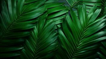 Tropical green palm leaves Design on background, Summer background, AI Generative photo