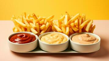 Freshly cooked Crispy French fries, unhealthy fast food, AI Generative photo