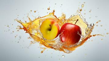 Fresh juicy apple fruit with water splash isolated on background, Healthy Fruit, AI Generative photo