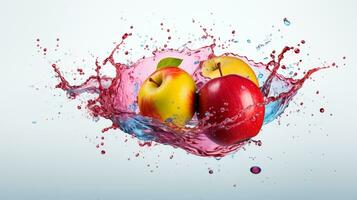 Fresh juicy apple fruit with water splash isolated on background, Healthy Fruit, AI Generative photo