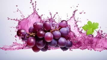 Fresh juicy Red grape fruit with water splash isolated on background, healthy fruit, AI Generative photo