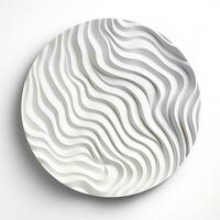 Abstract white paper wave curve lines design, luxury texture with smooth and clean subtle in circle isolated on white background, AI Generative photo