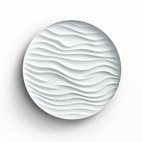 Abstract white paper wave curve lines design, luxury texture with smooth and clean subtle in circle isolated on white background, AI Generative photo