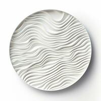 Abstract white paper wave curve lines design, luxury texture with smooth and clean subtle in circle isolated on white background, AI Generative photo