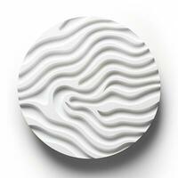 Abstract white paper wave curve lines design, luxury texture with smooth and clean subtle in circle isolated on white background, AI Generative photo