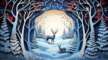 Nature background paper cut and craft style, romantic scenery , copy space, used for greeting card, AI Generative photo