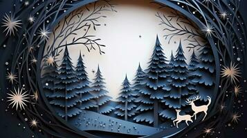 Nature background paper cut and craft style, romantic scenery , copy space, used for greeting card, AI Generative photo