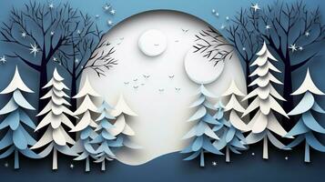 Nature background paper cut and craft style, romantic scenery , copy space, used for greeting card, AI Generative photo