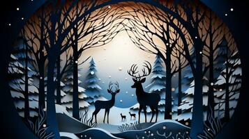 Nature background paper cut and craft style, romantic scenery , copy space, used for greeting card, AI Generative photo