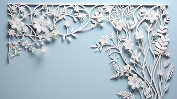 Nature background paper cut and craft style, romantic scenery , copy space, used for greeting card, AI Generative photo