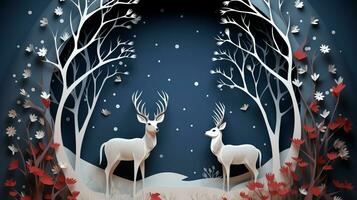 Nature background paper cut and craft style, romantic scenery , copy space, used for greeting card, AI Generative photo