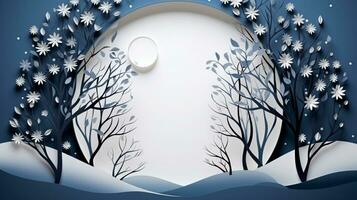 Nature background paper cut and craft style, romantic scenery , copy space, used for greeting card, AI Generative photo