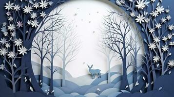 Nature background paper cut and craft style, romantic scenery , copy space, used for greeting card, AI Generative photo