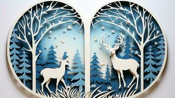 Nature background paper cut and craft style, romantic scenery , copy space, used for greeting card, AI Generative photo