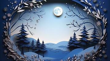 Nature background paper cut and craft style, romantic scenery , copy space, used for greeting card, AI Generative photo