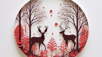 Nature background paper cut and craft style, romantic scenery , copy space, used for greeting card, AI Generative photo