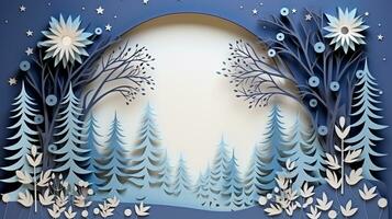 Nature background paper cut and craft style, romantic scenery , copy space, used for greeting card, AI Generative photo