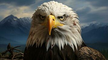 Mature American Bald Eagle, Portrait of wildlife, AI Generative photo