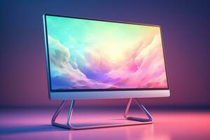 3d illustration of Desktop Computer-Colorful Monitor Screen, product design, AI Generative photo