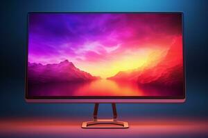 3d illustration of Desktop Computer-Colorful Monitor Screen, product design, AI Generative photo