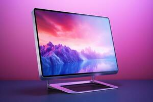 3d illustration of Desktop Computer-Colorful Monitor Screen, product design, AI Generative photo