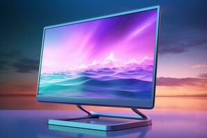 3d illustration of Desktop Computer-Colorful Monitor Screen, product design, AI Generative photo