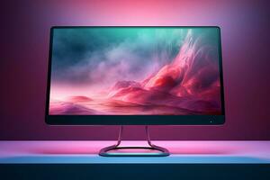 3d illustration of Desktop Computer-Colorful Monitor Screen, product design, AI Generative photo