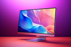 3d illustration of Desktop Computer-Colorful Monitor Screen, product design, AI Generative photo